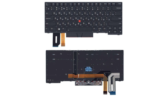 Клавиатура для ноутбука Lenovo ThinkPad E480 с подсветкой (Light), с указателем (Point Stick), Black, (Black Frame), RU