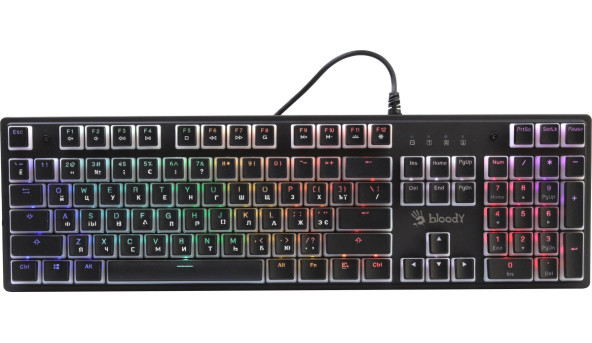 Клавіатура ігрова механічна A4Tech Bloody S510R, червоні світчі, RGB USB - 595697