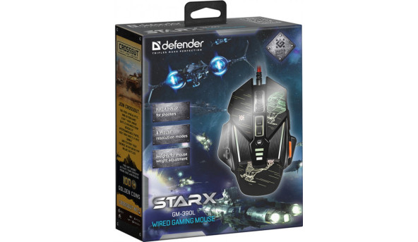 Мишка Defender sTarx GM-390L, ігрова, 3200dpi., 8кн., грузики - 595937