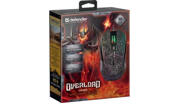 Мишка Defender OverLord GM-890, 6кн., 3200dpi, підсвітка - 595949