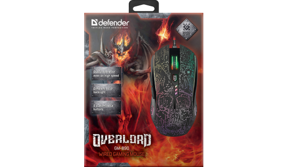 Мишка Defender OverLord GM-890, 6кн., 3200dpi, підсвітка - 595949