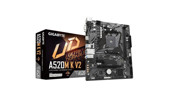 Gigabyte A520M K V2 (AM4,A520, 2*DDR4, PCI-Ex16, 4SATAIII, RAID, M.2, VGA/HDMI, Glan, 6ch, mATX) - 596356