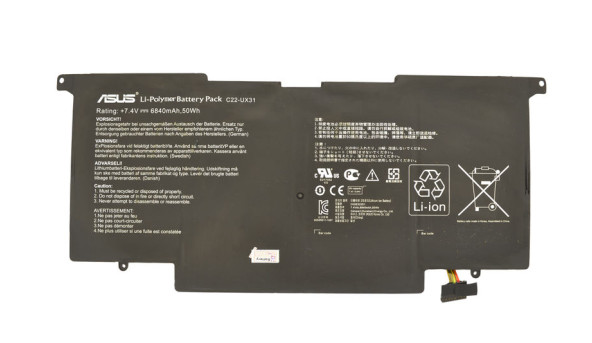 Усиленная аккумуляторная батарея для ноутбука Asus C22-UX31 UX31A 7.4V Black 6840mAh Orig