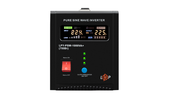ДБЖ LogicPower LPY-PSW-1000VA+ (700Вт) 10A/15A з правильною синусоїдою 12V