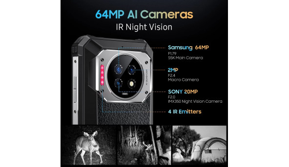 Смартфон Oukitel WP19 6.78” FHD+ /8GB/256GB/ Helio G95 / 21000mAh / 64+16Мп / IP69K/ NFC / Black - 596947