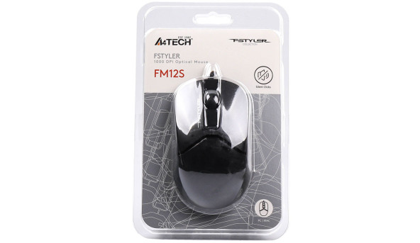 Мишка A4-Tech Fstyler FM12S безшумна, USB, чорна - 597092