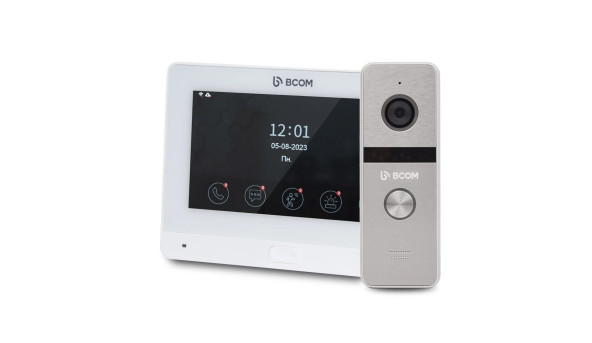 Комплект Wi-Fi видеодомофона 7" BCOM BD-760FHD/T White с поддержкой Tuya Smart + BT-400FHD Silver