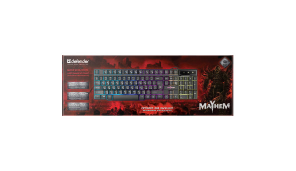 Клавіатура ігрова Defender Mayhem GK-360DL UA RGB,19 Anti-Ghost - 597900