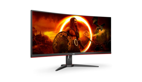 TFT 34" AOC CU34G2XE, WQHD, VA, 144Гц, 1мс, вигнутий, DP, HDMI, колонки, чорний з червоним - 598021