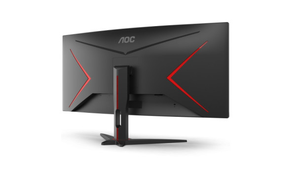 TFT 34" AOC CU34G2XE, WQHD, VA, 144Гц, 1мс, вигнутий, DP, HDMI, колонки, чорний з червоним - 598021