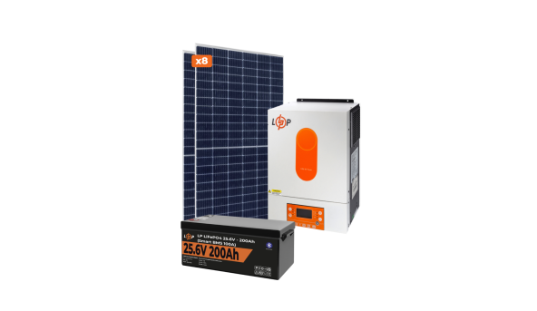 Оборудование для солнечной электростанции (СЭС) Премиум 4 kW АКБ 5,1kWh LiFePO4 200 Ah