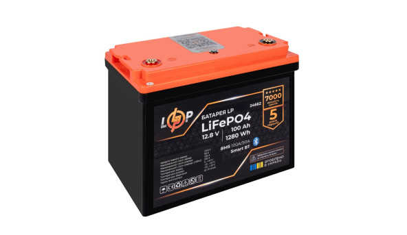 Акумулятор LP LiFePO4 12,8V - 100 Ah (1280Wh) (BMS 100A/50А) пластик Smart BT - 598061