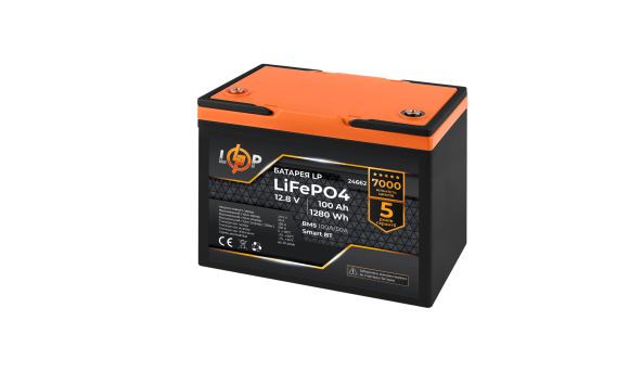 Акумулятор LP LiFePO4 12,8V - 100 Ah (1280Wh) (BMS 100A/50А) пластик Smart BT - 598061
