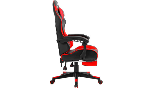 Крісло ігрове Defender Rock, 50мм, Клас 4, ПУ, підніжка, чорно-червоне