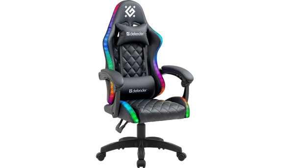 Крісло ігрове Defender Energy, Клас 4, 50мм, PU, RGB, чорне