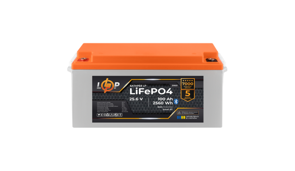 Акумулятор LP LiFePO4 25,6V - 100 Ah (2560Wh) (BMS 100A/50А) пластик Smart BT - 600878