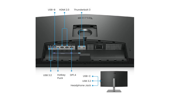 TFT 32" BenQ PD3225U, IPS, 4K, HDMI, DP, USB-C, USB hub, HAS, Pivot, темно-сірий