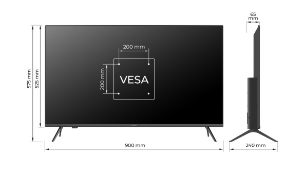 TV 40 Kivi 40F760QB FHD/DLED/T2/Android 11/2 x 8W/HDMI/Wi-Fi/VESA 200x200 M6/Black