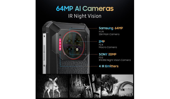 Смартфон Oukitel WP19 pro 6.78”FHD+/8GB/256GB/G99/22000mAh/64+16Мп IR Night Vision/IP69K/NFC/Blac - 603246