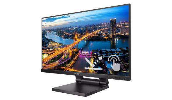 TFT 21.5" Philips 222B1TC, сенсорний (10 дотиків), IPS, VGA, HDMI, DP, USB-Hub, HAS, колонки, чорн - 603380