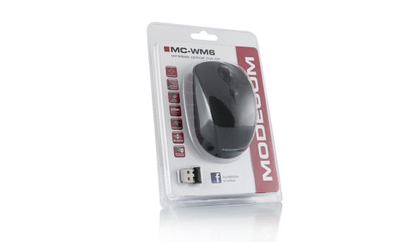 Мишка  Modecom MC-WM6, бездротова, 3кн., 1600dpi, нано ресівер, чорна