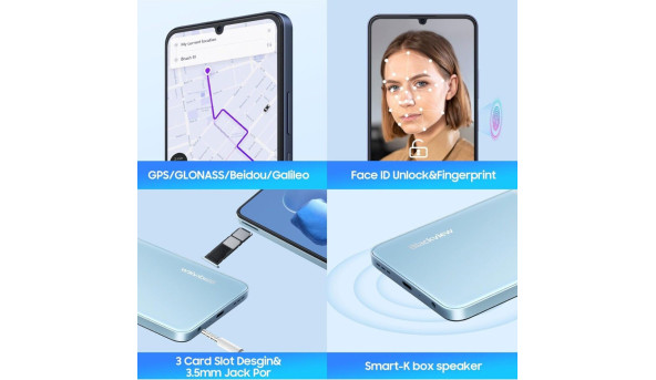 Смартфон Blackview COLOR 8 6.75" HD+ /8GB/128GB/ T616 / 6000mAh / 50+8Мп / Blue - 603455