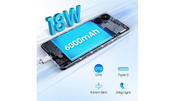 Смартфон Blackview COLOR 8 6.75" HD+ /8GB/128GB/ T616 / 6000mAh / 50+8Мп / Blue - 603455