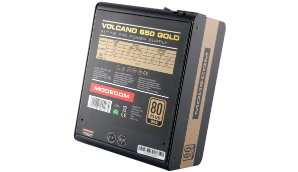 БЖ 650W Modecom VOLCANO 650 GOLD, 120mm, MODULAR, 80+ Gold, Retail Box - 603487