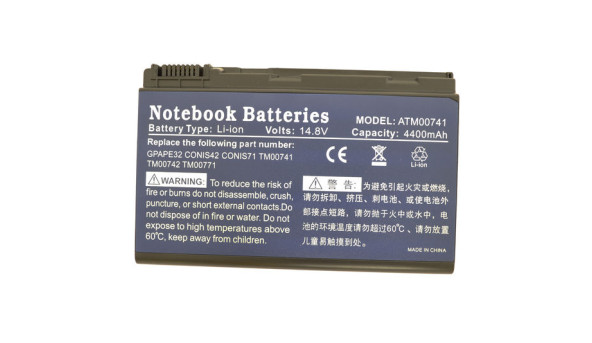 Аккумуляторная батарея для ноутбука Acer TM00742 Extensa 5210 14.8V Black 4400mAh OEM