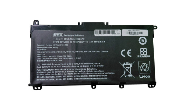 Акумулятор для ноутбука HP TF03 TPN-C131 11.55 В Black 3000 мАг OEM