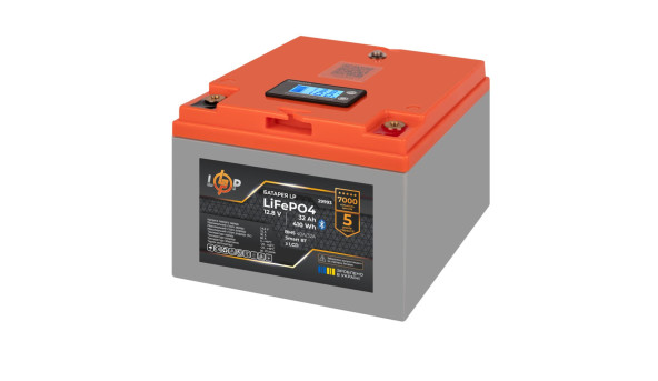Аккумулятор LP LiFePO4 12,8V - 32 Ah (410Wh) (BMS 40А/32A) пластик LCD Smart BT - 606160