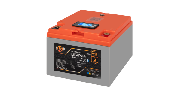 Аккумулятор LP LiFePO4 12,8V - 32 Ah (410Wh) (BMS 40А/32A) пластик LCD Smart BT - 606160