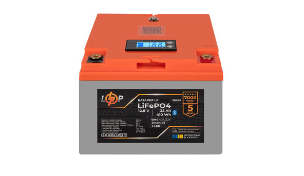 Аккумулятор LP LiFePO4 12,8V - 32 Ah (410Wh) (BMS 40А/32A) пластик LCD Smart BT - 606160