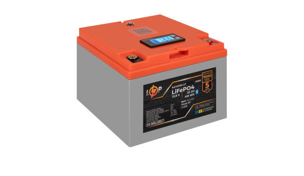 Аккумулятор LP LiFePO4 12,8V - 32 Ah (410Wh) (BMS 40А/32A) пластик LCD Smart BT - 606160