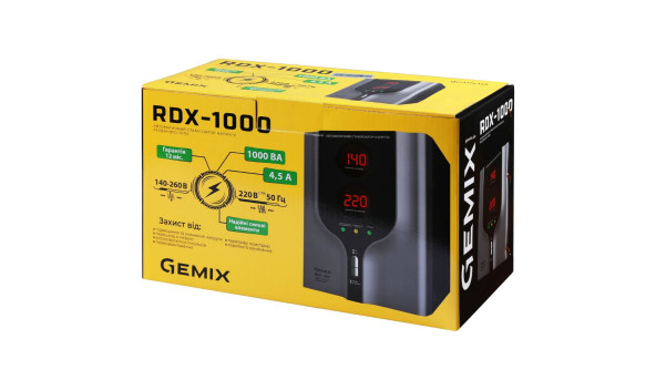 Стабілізатор напруги Gemix RDX-1000, 1000 ВА/700 Вт, релейний