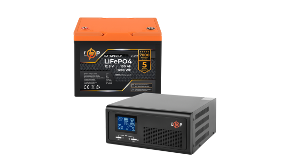 Комплект резервного живлення LP (LogicPower) ДБЖ + літієва (LiFePO4) батарея (UPS B1000 + АКБ LiFePO4 1280Wh)