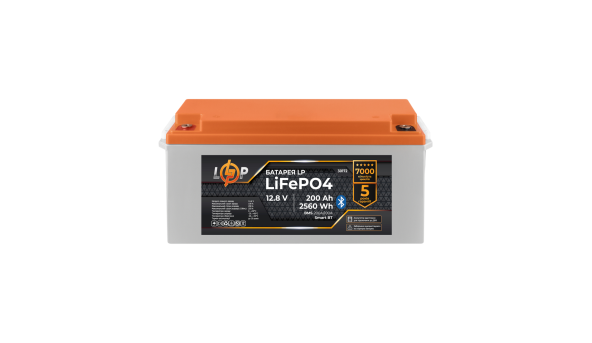 Аккумулятор LP LiFePO4 12,8V - 200 Ah (2560Wh) (BMS 200A/100А) пластик Smart BT