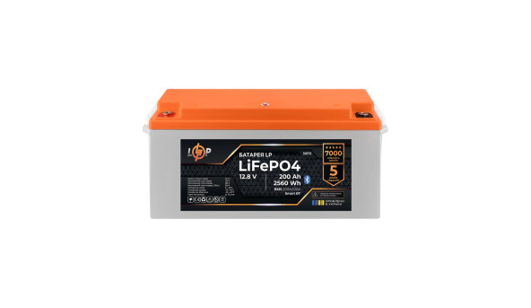 Акумулятор LP LiFePO4 12,8V - 200 Ah (2560Wh) (BMS 200A/100А) пластик Smart BT - 606706