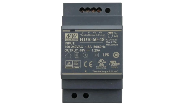 Блок питания для монтажа на DIN рейке Mean Well HDR-60-48 48B 1,25А