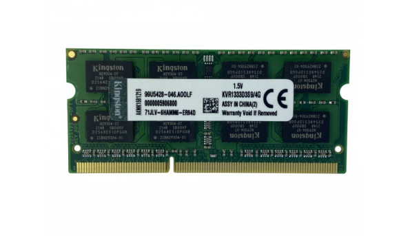 Модуль памяти Kingston SODIMM DDR3 4GB 1333 1.5V 204PIN KVR1333D3S9/4G