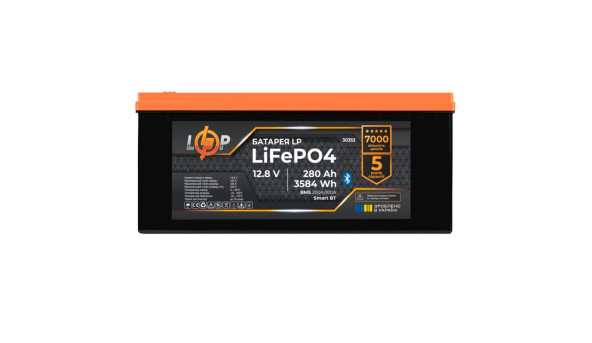 Аккумулятор LP LiFePO4 12,8V - 280 Ah (3584Wh) (BMS 200A/100А) пластик Smart BT