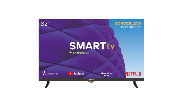 TV 32 Satelit 32H8001ST HD/T2/Android 13/2х10Вт/HDMI/USB/Wi-Fi/Black