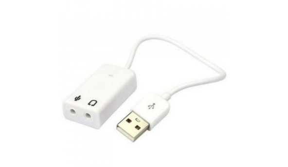 Звукова плата USB, Virtual 7.1 Channel, C-Media, кабель 25 см, біла