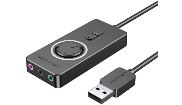 Звукова карта USB AUX jack, 3*TRS (Mic + Ear) 0.15m Volume Control чорна