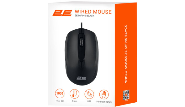 Мишка 2Е MF140 1600dpi, 3 кн., чорна USB