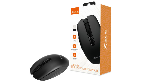 Мишка XTRIKE ME GW-224, бездротова Bluetooth+2.4G 1600dpi., 6кн., Silent, чорна - 613260