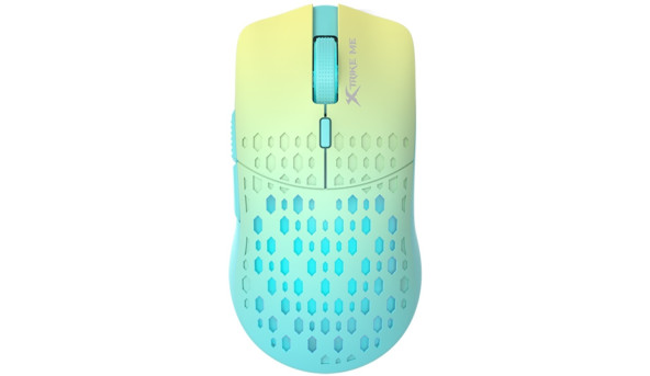 Мишка XTRIKE ME GW-121, бездротова Bluetooth 3200dpi., 6кн., 7 режимів RGB, блакитно-жовта