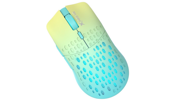 Мишка XTRIKE ME GW-121, бездротова Bluetooth 3200dpi., 6кн., 7 режимів RGB, блакитно-жовта