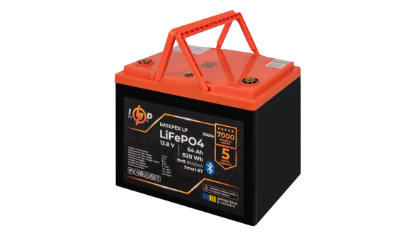 Акумулятор LP LiFePO4 12,8V - 64Ah (820Wh) (BMS 80A/64А) пластик Smart BT - 614032