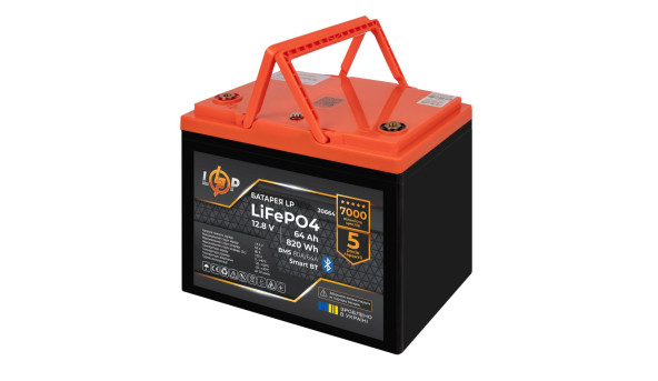 Акумулятор LP LiFePO4 12,8V - 64Ah (820Wh) (BMS 80A/64А) пластик Smart BT - 614032